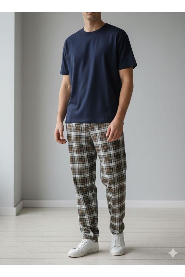 Erkek Pamuklu Pijama Altı Gri - XL