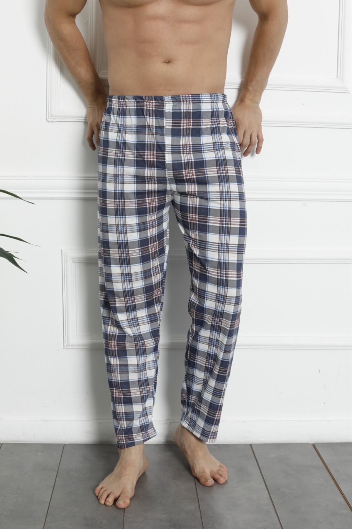 Erkek Pamuklu Pijama Altı Kahverengi̇ - XL