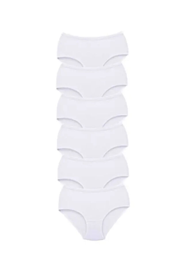 6 adet Likralı Penye Külot Beyaz - 2XL