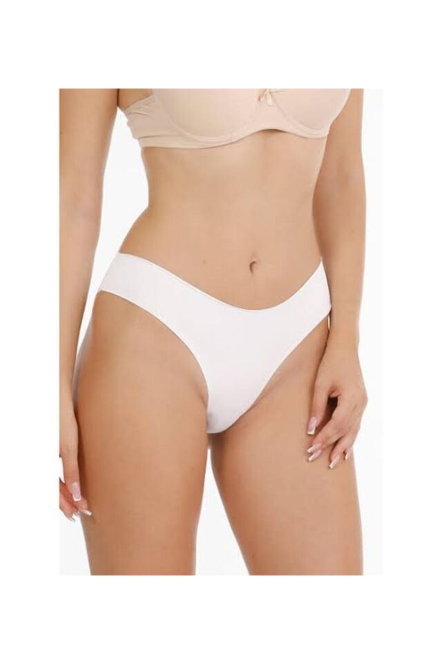 3 Adet Lazer kesim dikişsiz iz yapmaz külot Beyaz - XL