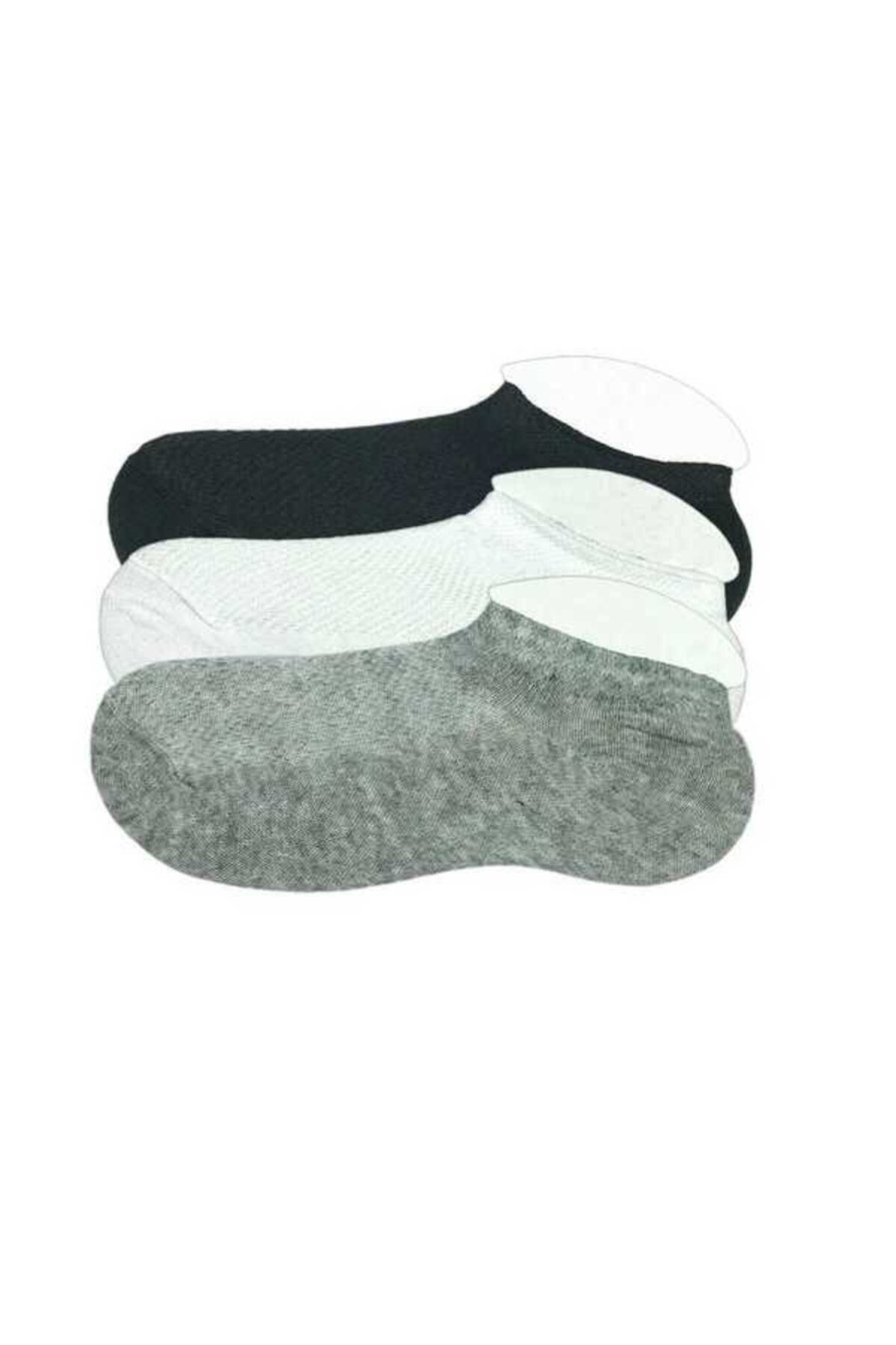 6 Adet Kokulu Dikişsiz Soft Patik Çorap Siyah_Gri_Beyaz 3'Lü - 36-38