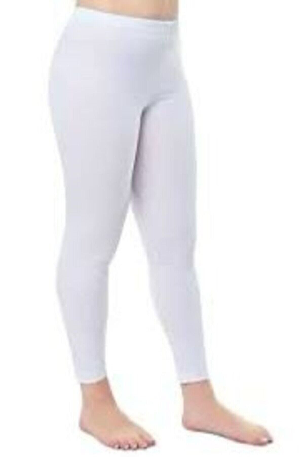 Likralı Penye Tayt Beyaz - 2XL