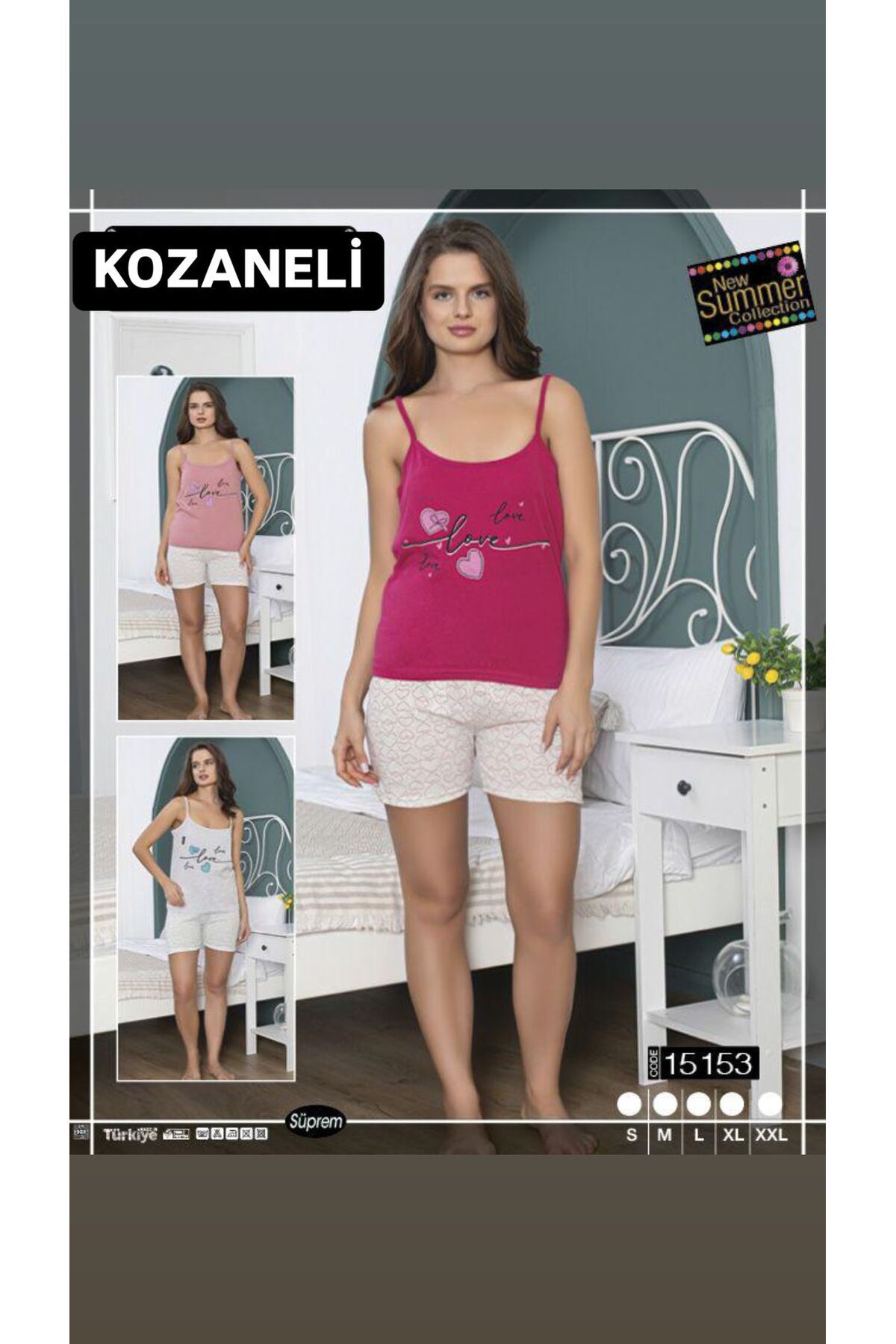 İp Askılı Şortlu  Pijama Takımı 15160 Gül Kurusu - M