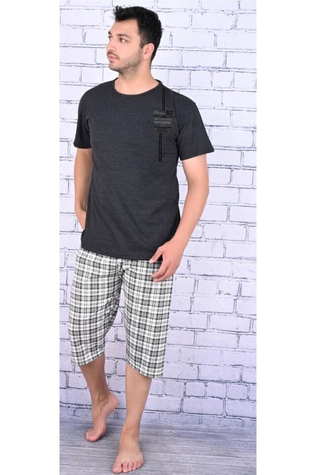 Battal Boy Erkek Kapri Pijama Takımı 4613 Antrasit - 2XL