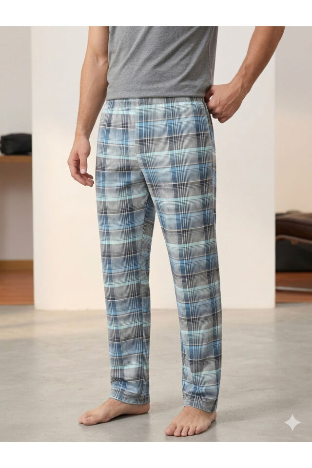 Erkek Pamuklu Pijama Altı 208 Beyaz - L
