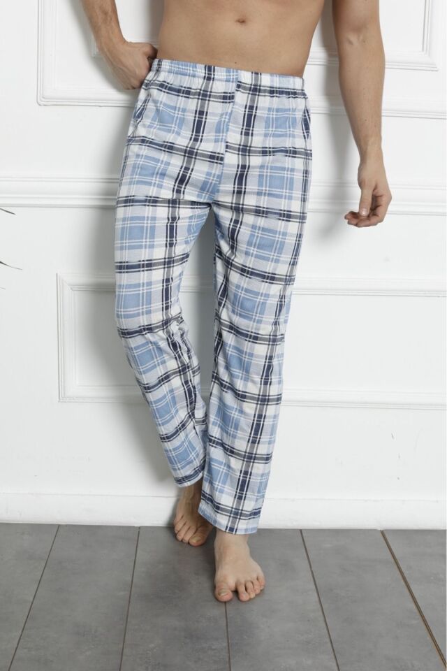 Erkek Pamuklu Pijama Altı 209 Mavi - L
