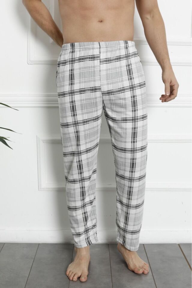 Erkek Pamuklu Pijama Altı 210 Gri̇ Beyaz - XL