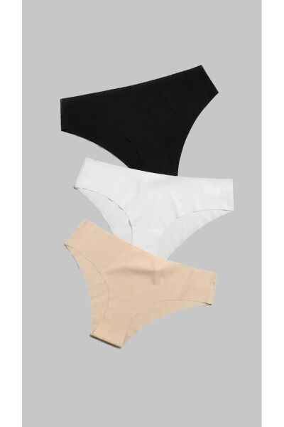 3'Lü İz Bırakmaz Lazer Kesim Yüksek Bel Kadın Külot