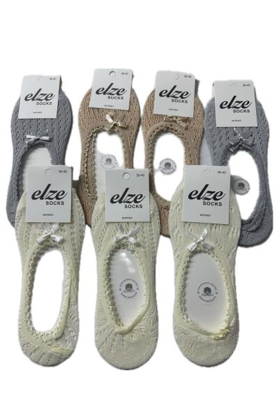 4 Adet Fiyonklu Dantelli Babet Çorap