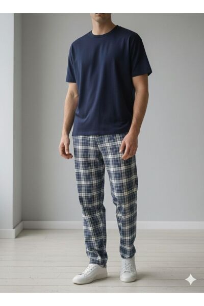 Erkek Pamuklu Pijama Altı Lacivert - L