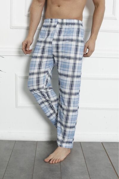 Erkek Pamuklu Pijama Altı 209 Mavi - M