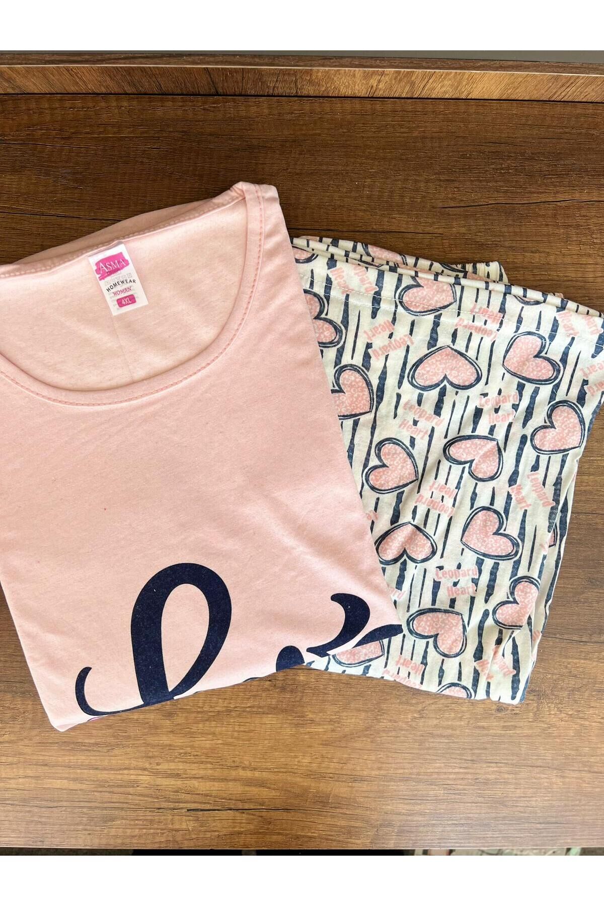 Kadın Kısa Kollu Kapri Pijama Takımı Gül Kurusu - S