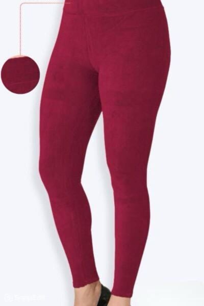 Likralı Penye Tayt Bordo - 3XL