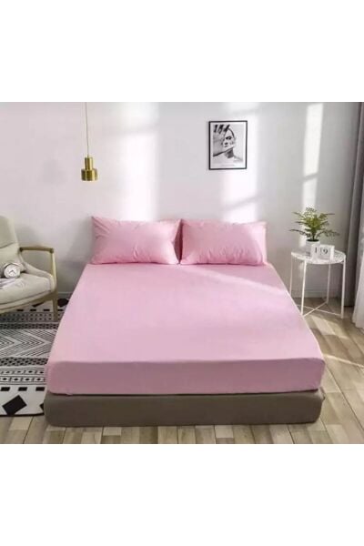 Lastikli Çarşaf %100 Pamuklu Pembe - Çift Kişilik
