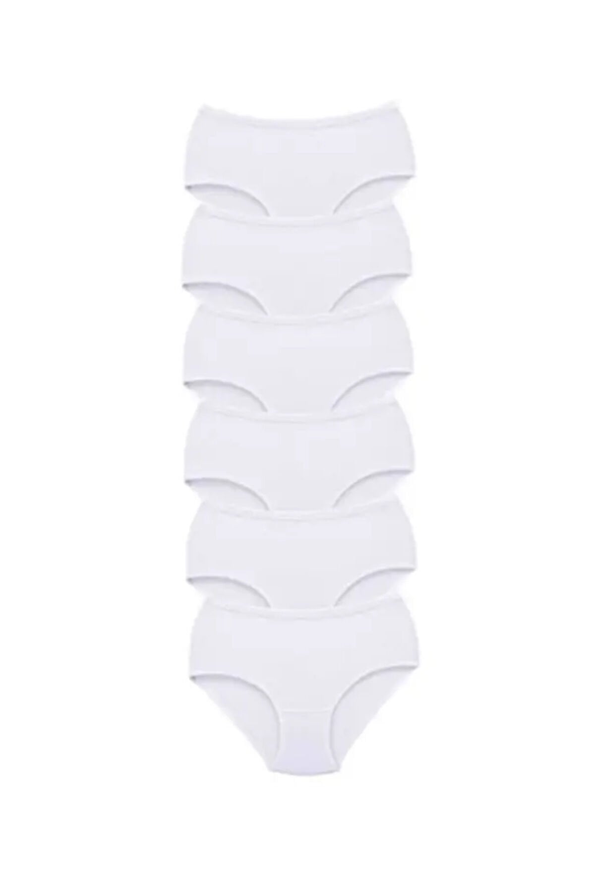 6 adet Likralı Penye Külot Beyaz - 2XL