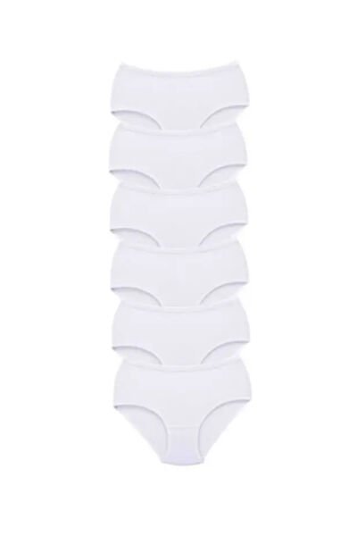 6 adet Likralı Penye Külot Beyaz - 4XL