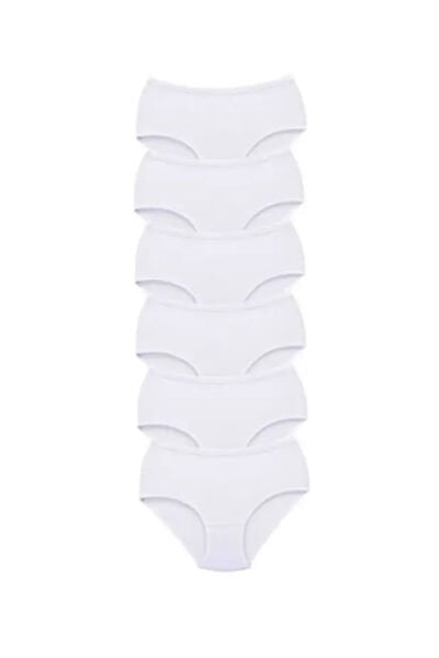6 adet Likralı Penye Külot Beyaz - 6Xl